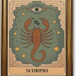 Framed Scorpio Zodiac Sign Poster Canvas Print Art, Vintage Wall Art Painting, Pictures, Wall Decor, Trendy Art Print for Living Room, Bedroom, Home Decor, Decoration (Gold Framed,12L X16W) - Scorpio Canvas for men