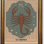Framed Scorpio Zodiac Sign Canvas Print Art, Modern Wall Art Painting Pictures, Elegant Art Print, Wall Decoration for Living Room, Bedroom, Apartment Home Decor (Gold Framed,16L X24W) - Scorpio Canvas for men