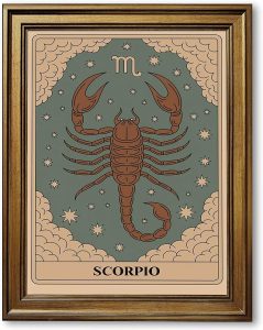 Framed Scorpio Zodiac Sign Canvas Print Art, Modern Wall Art Painting Pictures, Elegant Art Print, Wall Decoration for Living Room, Bedroom, Apartment Home Decor (Gold Framed,16L X24W) - Scorpio Canvas for men