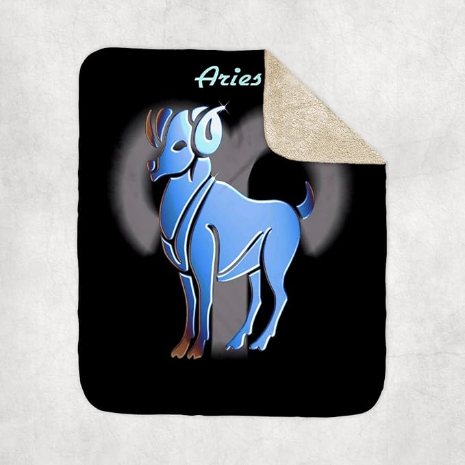3dRose Aries Zodiac Sign Sherpa Lined Blanket - Aries Blanket for men