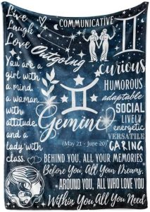 Zodiac Constellation Gifts for Women, Zodiac Sign Birthday Gift with Message Flannel Blanket Throws (30 x 40 Inch) - Gemini - Gemini Blanket for men