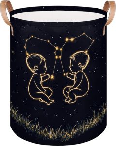 Zodic Sign Gemini Starry Sky Laundry Hamper with Handles, Waterproof Oxford Fabric Clothes Basket Large Collapsible Dirty Clothes Organizer for Bathroom Bedroom Closet Nursery - Gemini Canvas for men
