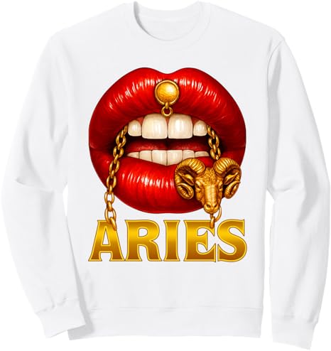 Lips Aries Zodiac Sign Astrology Birthday Afro Women Girl Sweatshirt - Aries Sweatshirt for men