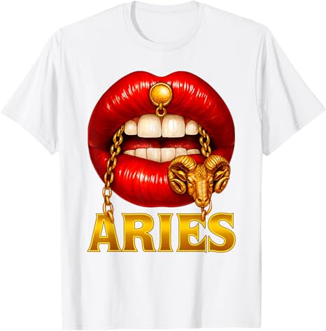 Lips Aries Zodiac Sign Astrology Birthday Afro Women Girl T-Shirt - Aries T-Shirt for men