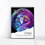 Virgo zodiac poster print featuring a vivid fantasy maiden illustration for wall decor, large art suitable for living room, bedroom, dorm, or office spaces - Virgo Poster for men