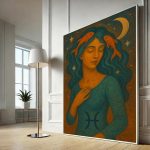 VUVUKU Pisces zodiac sign wall art mystical girl canvas print featuring Pisces symbol and celestial moon design for astrology lovers horoscope home decor - Pisces Canvas for men