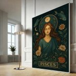 VUVUKU Pisces zodiac sign boho woman canvas wall art print, astrology poster for home decor, zodiac gift for her - Pisces Home Decor for men