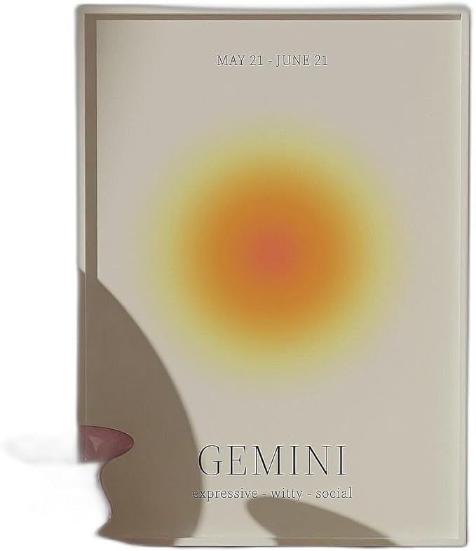 Gemini star sign instant print zodiac art poster with an aura gradient design for spiritual wall decor, a modern astrology artwork suitable for bedrooms and living spaces - Gemini Canvas for men