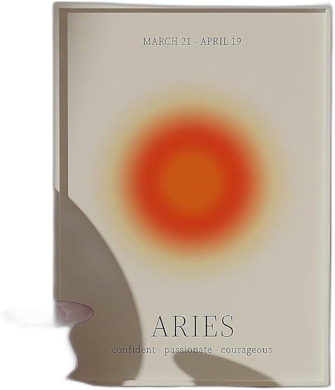 Aries star sign instant print zodiac art poster with warm aura gradient for spiritual wall decor minimalist unframed art print for living room bedroom or office - Aries Poster for men