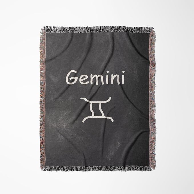 3dRose Gemini Symbol Zodiac Sign Horoscope Chalkboard Design Woven Blanket - Gemini Blanket for men