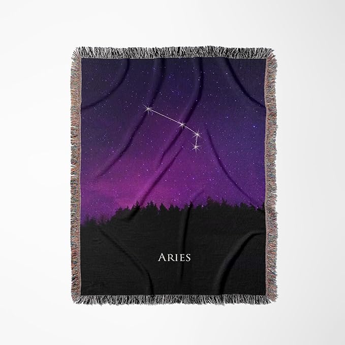 3dRose Aries Constellation Night Sky Astrology Symbol Zodiac Horoscope Sign Woven Blanket - Aries Blanket for men