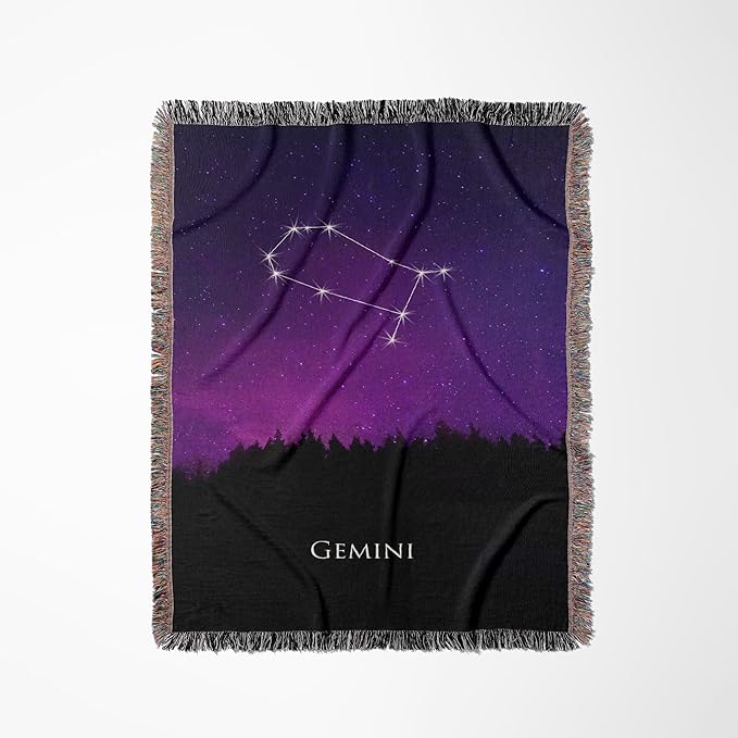 3dRose Gemini Constellation Night Sky Astrology Symbol Zodiac Horoscope Sign Woven Blanket - Gemini Blanket for men