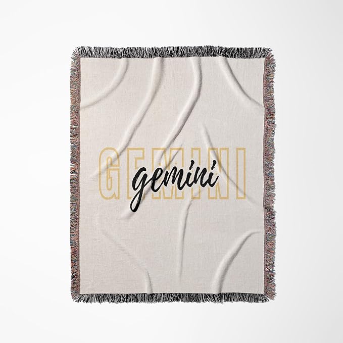 3dRose Zodiac Sign - Gemini Text Woven Blanket - Gemini Blanket for men