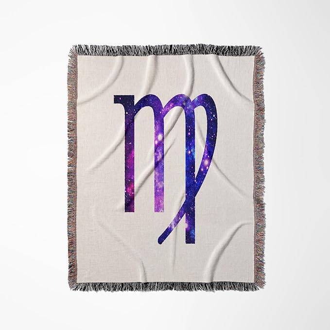 3dRose Virgo Horoscope Symbol - Purple Zodiac Glyph Astrological Star Sign Woven Blanket - Virgo Blanket for men