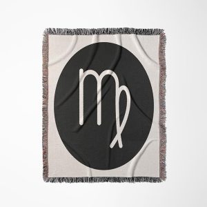 3dRose Virgo, Picture of Horoscope Sign Virgo on Black and White Background Woven Blanket - Virgo Blanket for men