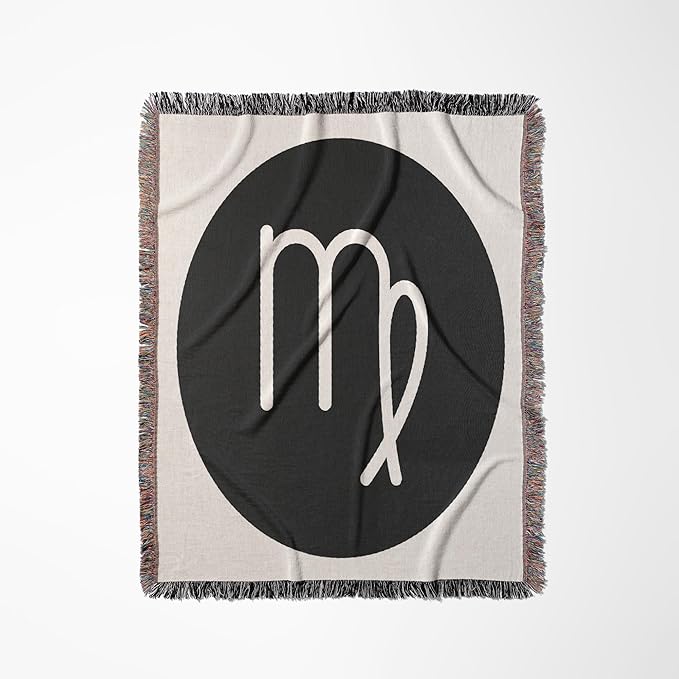 3dRose Virgo, Picture of Horoscope Sign Virgo on Black and White Background Woven Blanket - Virgo Blanket for men