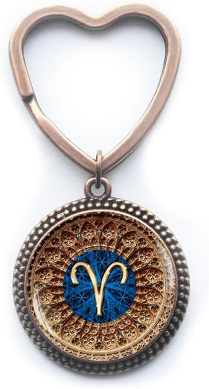 Aries Zodiac Keychain, Aries Key Ring, Aries Zodiac Jewelry, Aries constellation Keychain, Aries Zodiac Sign，Q0101 - Aries Ring for men