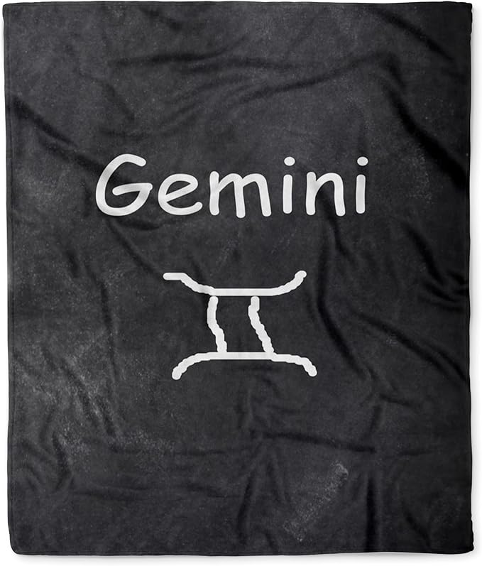 3dRose Gemini Symbol Zodiac Sign Horoscope Chalkboard Design Silktouch Minky Blanket - Gemini Blanket for men
