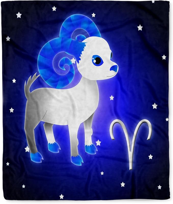 3dRose Cute Astrology Aries Zodiac Sign Ram Silktouch Minky Blanket - Aries Blanket for men