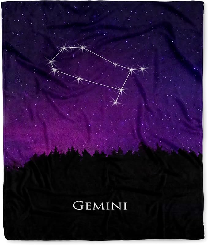 3dRose Gemini Constellation Night Sky Astrology Symbol Zodiac Horoscope Sign Silktouch Minky Blanket - Gemini Blanket for men