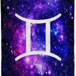 3dRose Gemini Star Sign on Purple Space Background Zodiac Horoscope Symbol Silktouch Minky Blanket - Gemini Blanket for men