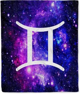 3dRose Gemini Star Sign on Purple Space Background Zodiac Horoscope Symbol Silktouch Minky Blanket - Gemini Blanket for men