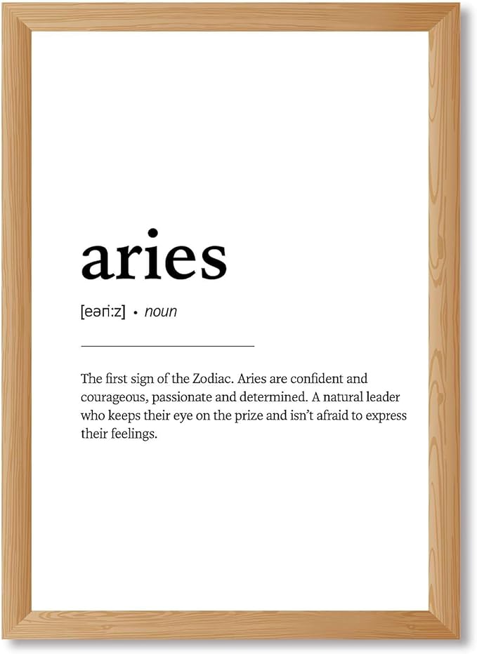 Framed Aries Zodiac Sign Poster Canvas Print Art, Minimalist Aesthetic Wall Art, Painting, Pictures, Dorm Room Wall Decor, Trendy Elegant Home Decor, Art Print for Office, Apartment (Wood Framed,12L"X16W") - Aries Poster for men