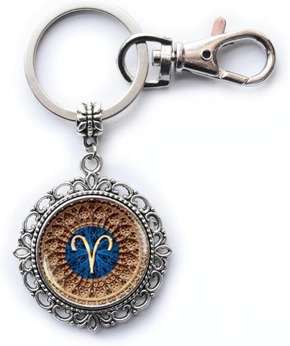 Aries Zodiac Keychain, Aries Key Ring, Aries Zodiac Jewelry, Aries constellation Keychain, Aries Zodiac Sign，Q0101 - Aries Ring for men