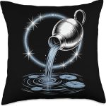 Zodiac Water Bearer Aquarius Cosmic Symbol Throw Pillow - Aquarius Pillow for men
