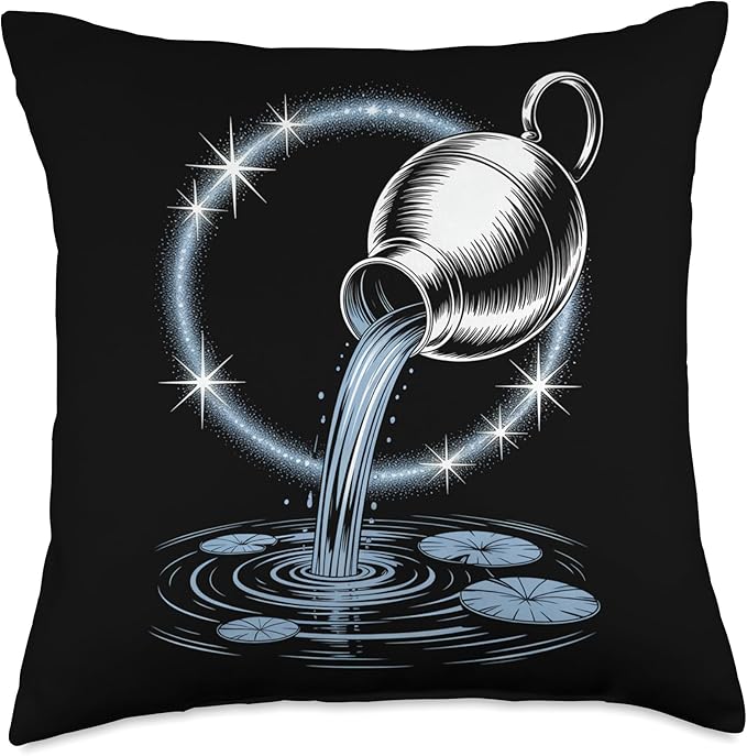Zodiac Water Bearer Aquarius Cosmic Symbol Throw Pillow - Aquarius Pillow for men