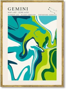 Framed Gemini Zodiac Sign Poster Canvas Print Art Modern Wall Art Painting Trendy Pictures Wall Decor for Living Room Aesthetic Home Decor Wall Decoration for Apartment (Wood Framed,12L x 16W) - Gemini Canvas for men