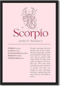 Framed Scorpio Zodiac Sign Poster Canvas Print Art, Modern Wall Art, Painting, Pictures, Art Print, Trendy, Home Decor, Wall Decoration for Living Room, Dorm Room, Apartment (Black Framed,12L X16W) - Scorpio Canvas for men