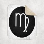 3dRose Virgo, Picture of Horoscope Sign Virgo on Black and White Background Sherpa Lined Blanket - Virgo Blanket for men