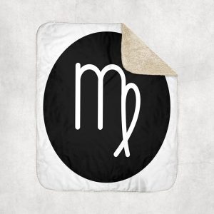 3dRose Virgo, Picture of Horoscope Sign Virgo on Black and White Background Sherpa Lined Blanket - Virgo Blanket for men