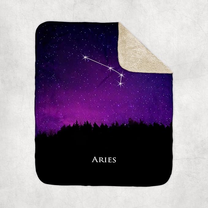 3dRose Aries Constellation Night Sky Astrology Symbol Zodiac Horoscope Sign Sherpa Lined Blanket - Aries Blanket for men