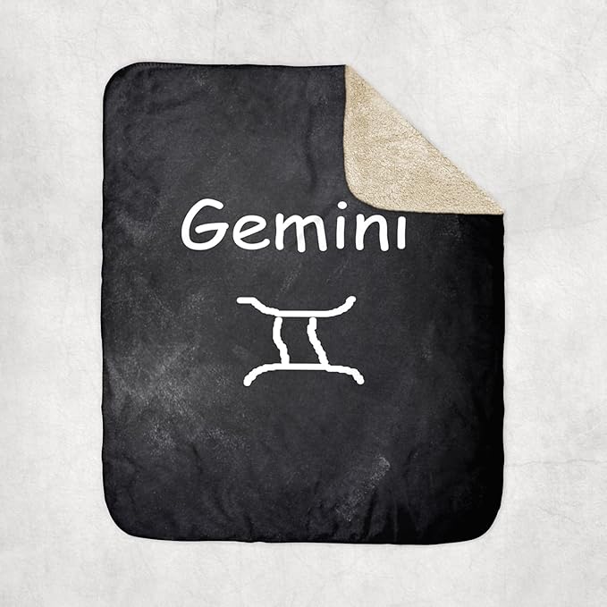 3dRose Gemini Symbol Zodiac Sign Horoscope Chalkboard Design Sherpa Lined Blanket - Gemini Blanket for men