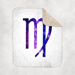 3dRose Virgo Horoscope Symbol - Purple Zodiac Glyph Astrological Star Sign Sherpa Lined Blanket - Virgo Blanket for men