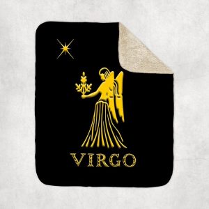 3dRose Virgo Zodiac Symbol. Image of a Woman, a Star and a Sign. Gift, Charm Sherpa Lined Blanket - Virgo Blanket for men