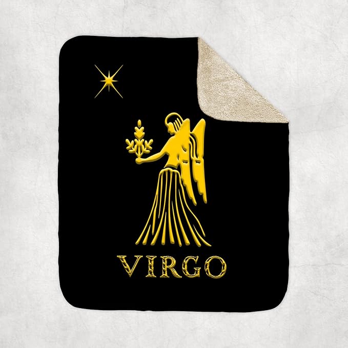 3dRose Virgo Zodiac Symbol. Image of a Woman, a Star and a Sign. Gift, Charm Sherpa Lined Blanket - Virgo Blanket for men