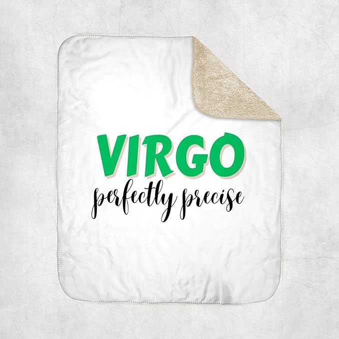 3dRose Zodiac Sign - Virgo - Perfectly Precise Text Sherpa Lined Blanket - Virgo Blanket for men