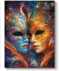 Zodiac Sign of Gemini with Masks Paint by Numbers Kit for Adults, 16"x20" Canvas Painting Kit for Beginners, Modern Aesthetic DIY Paint by Number on Canvas for Home Wall Decor A84 - Gemini Canvas for men