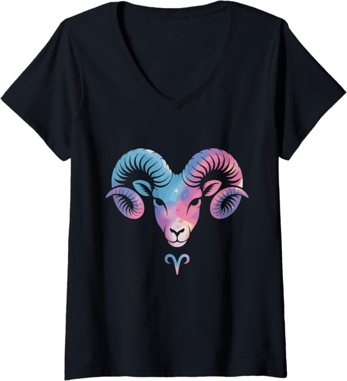 Womens Aries Zodiac Sign Symbol Aries Logo Horoscope Love Aries V-Neck T-Shirt - Aries T-Shirt for men