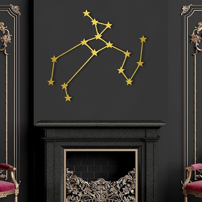 Sagittarius Metal Wall Art, Constellation Wall Decoration for Zodiac Room Decor, Star Signs, Boho Wall Decor, Astrology Room Decor, Constellation Home Outdoor Plaques(Gold,47x43 cm/19x17 in) - Sagittarius Home Decor for men