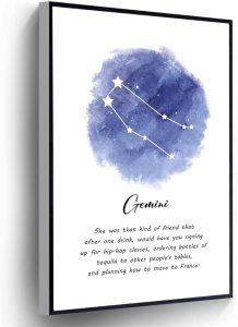 Zodiac Canvas Gemini Inspirational Quotes Poster Watercolor Abstract Wall Art Prints Astrology Plaques For Living Room Bedroom Home Office Wall Decor(Stretched And Wood Framed 18 X 24) - Gemini Canvas for men