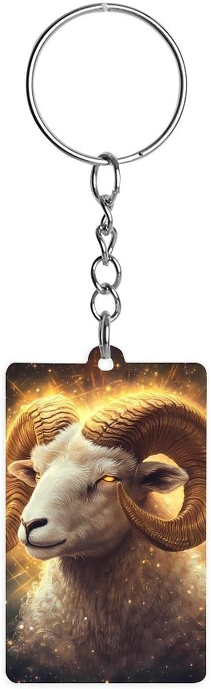 Zodiac Sign Aries Golden Funny Acrylic Keychain Key Chain Rings Pendant DIY Crafting Gifts for Women Men - Aries Keychain for men