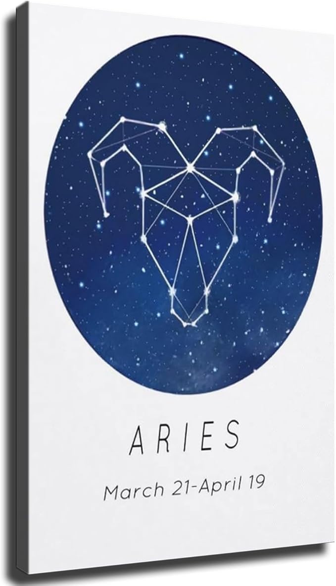 Zodiac Sign Aesthetic -Aries Canvas HD printing poster creative room aesthetics be the perfect wall art decoration for home office gym bar (24x36inch-Framed) - Aries Poster for men