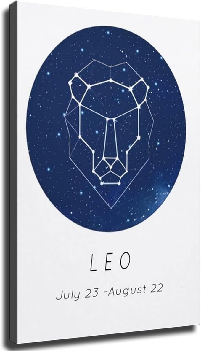 Zodiac Sign Aesthetic -Leo Sign Canvas HD printing poster creative room aesthetics be the perfect wall art decoration for home office gym bar (12x18inch-Framed) - Leo Canvas for men