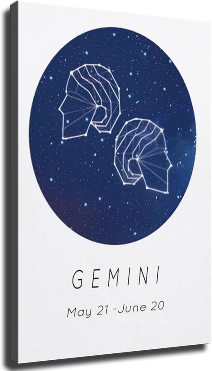 Zodiac Sign Aesthetic -Gemini Canvas HD printing poster creative room aesthetics be the perfect wall art decoration for home office gym bar (12x18inch-Framed) - Gemini Canvas for men