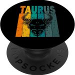 Retro - Zodiac Sign Taurus PopSockets Adhesive PopGrip - Taurus for men