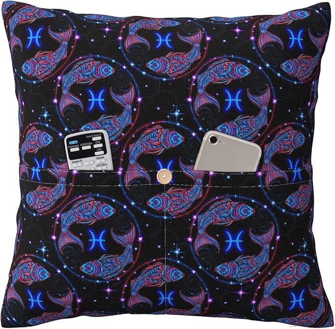 Throw Pillow Covers Decorative Home Decor for Sofa Living Room Couch Bed (Constellation Zodiac Sign Pisces) - Pisces Home Decor for men